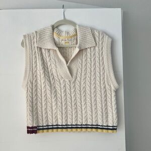 Anthropologie Maeve Collared Cable Knit Sleeveless Chunky Sweater Vest